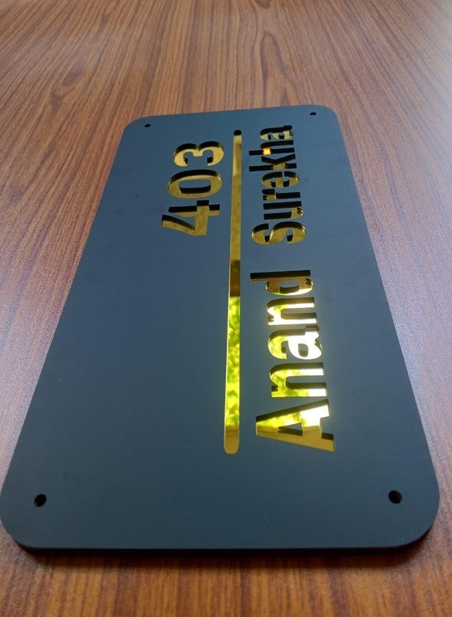 HomeEcho لوحات أسماء أبواب فاخرة مقاومة للماء من هوم إيكو، قابلة للتخصيص، لمداخل المنازل (15×30 سم) بأحرف ثلاثية الأبعاد - مثالية للمنازل والمكاتب والمداخل الخارجية، مزودة بمسامير من الفولاذ المقاوم للصدأ || لوحات أسماء الأبواب (أسود وذهبي) - Image 4